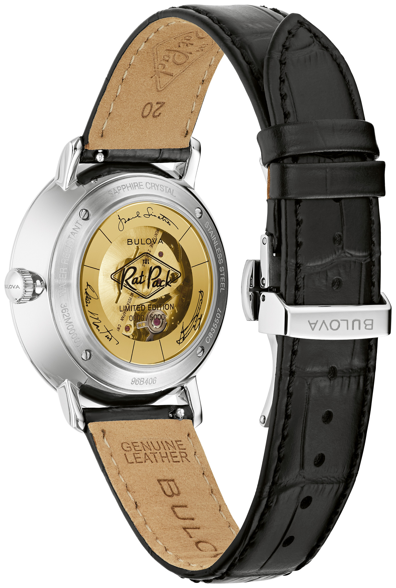 Black Dial Leather Strap Rat Pack 96B406 | Bulova